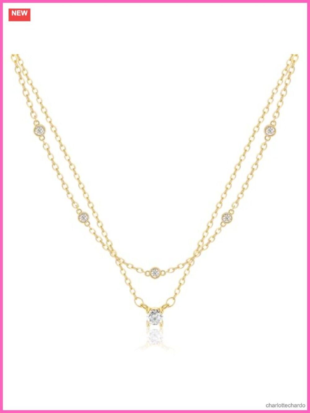 14K Gold Plated Layered Circle Pendant Necklace Set Dainty Stackable